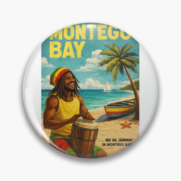Item preview, Montego Bay Jamaica Vintage Poster with Reggae Beach Vibes designed and sold by Aryabek.