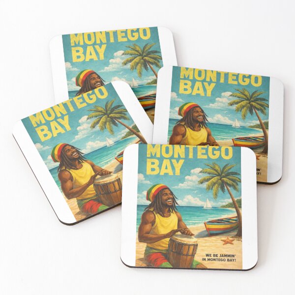 Item preview, Montego Bay Jamaica Vintage Poster with Reggae Beach Vibes designed and sold by Aryabek.