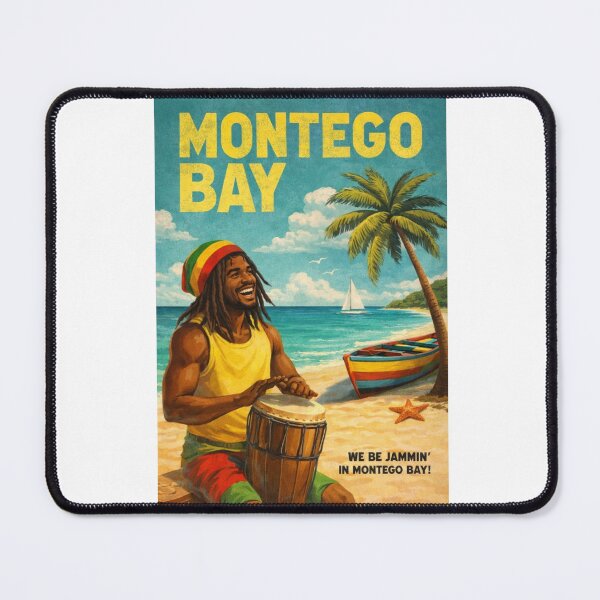 Item preview, Montego Bay Jamaica Vintage Poster with Reggae Beach Vibes designed and sold by Aryabek.