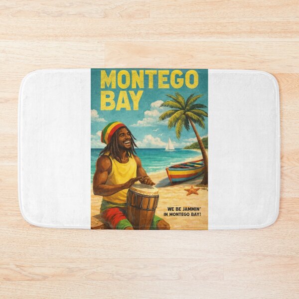 Item preview, Montego Bay Jamaica Vintage Poster with Reggae Beach Vibes designed and sold by Aryabek.