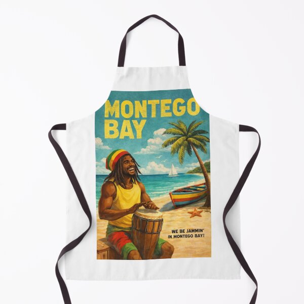 Item preview, Montego Bay Jamaica Vintage Poster with Reggae Beach Vibes designed and sold by Aryabek.