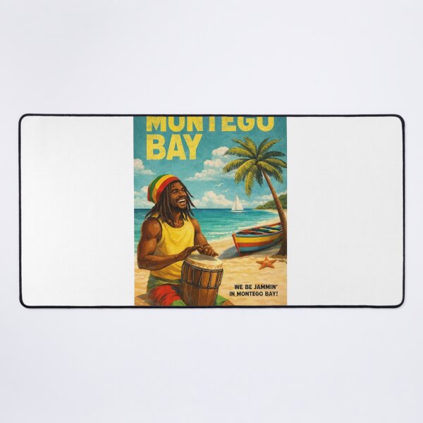 Item preview, Montego Bay Jamaica Vintage Poster with Reggae Beach Vibes designed and sold by Aryabek.