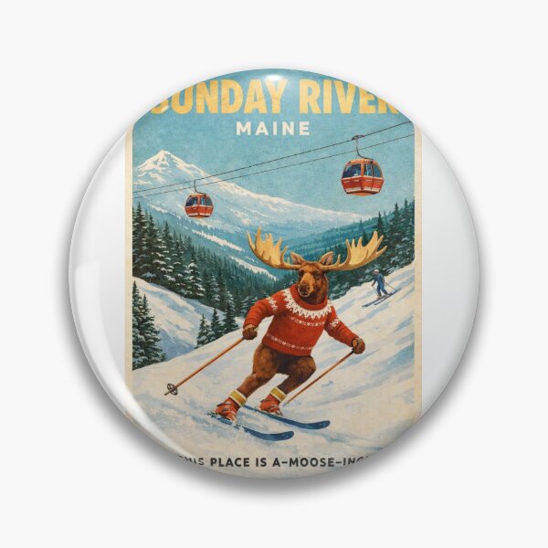 Item preview, Sunday River Maine Ski Resort Retro with Moose designed and sold by Aryabek.
