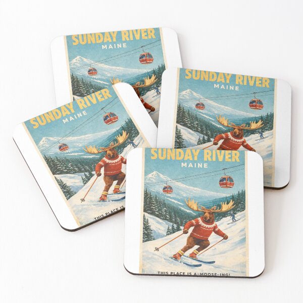 Item preview, Sunday River Maine Ski Resort Retro with Moose designed and sold by Aryabek.