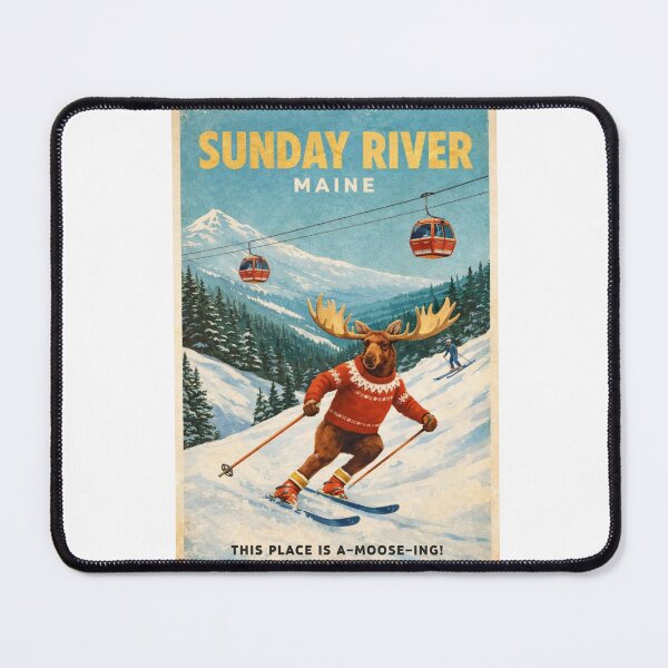 Item preview, Sunday River Maine Ski Resort Retro with Moose designed and sold by Aryabek.