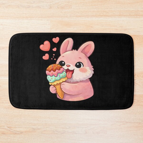 Item preview, Cute Pink Bunny Eating Ice Cream Cone designed and sold by Trendora90.