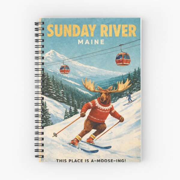 Item preview, Sunday River Maine Ski Resort Retro with Moose designed and sold by Aryabek.