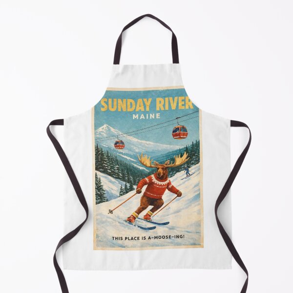Item preview, Sunday River Maine Ski Resort Retro with Moose designed and sold by Aryabek.