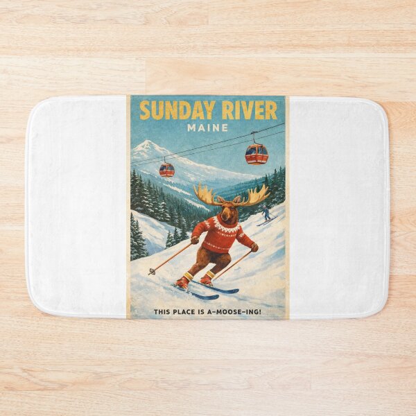 Item preview, Sunday River Maine Ski Resort Retro with Moose designed and sold by Aryabek.