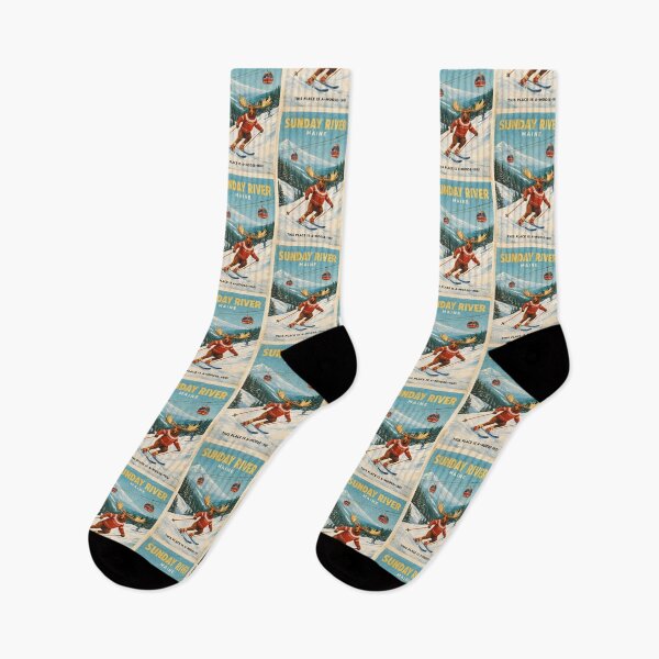 Item preview, Sunday River Maine Ski Resort Retro with Moose designed and sold by Aryabek.