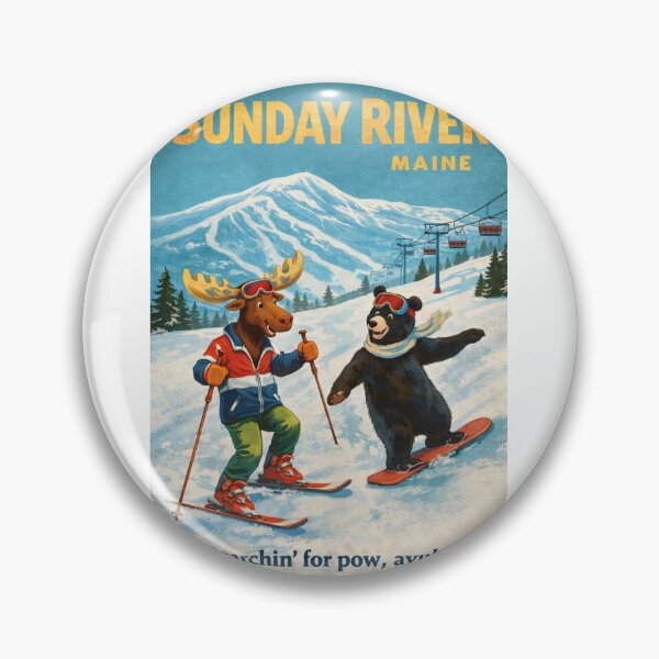 Item preview, Sunday River Maine Vintage Ski Poster in the White Mountains designed and sold by Aryabek.