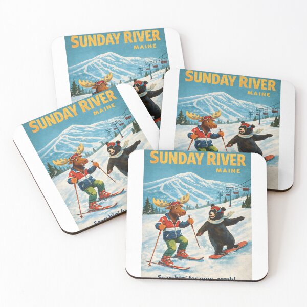 Item preview, Sunday River Maine Vintage Ski Poster in the White Mountains designed and sold by Aryabek.