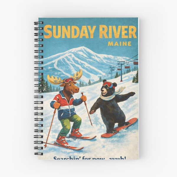 Item preview, Sunday River Maine Vintage Ski Poster in the White Mountains designed and sold by Aryabek.
