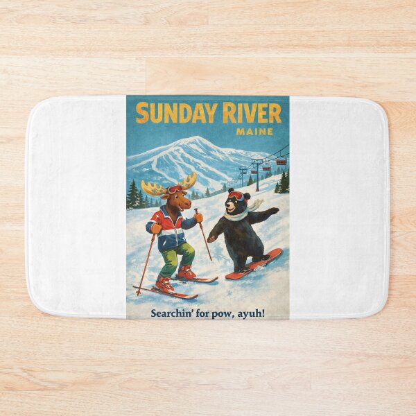 Item preview, Sunday River Maine Vintage Ski Poster in the White Mountains designed and sold by Aryabek.