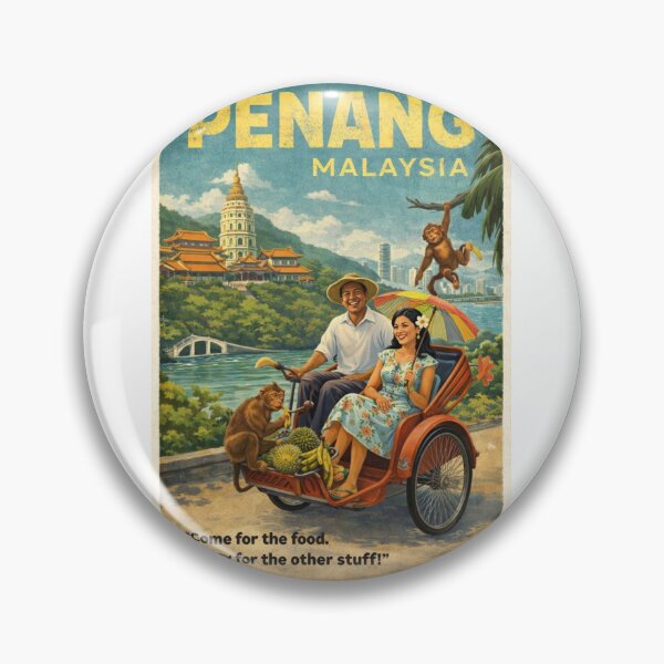Item preview, Penang Malaysia Vintage Travel Poster with George Town designed and sold by Aryabek.