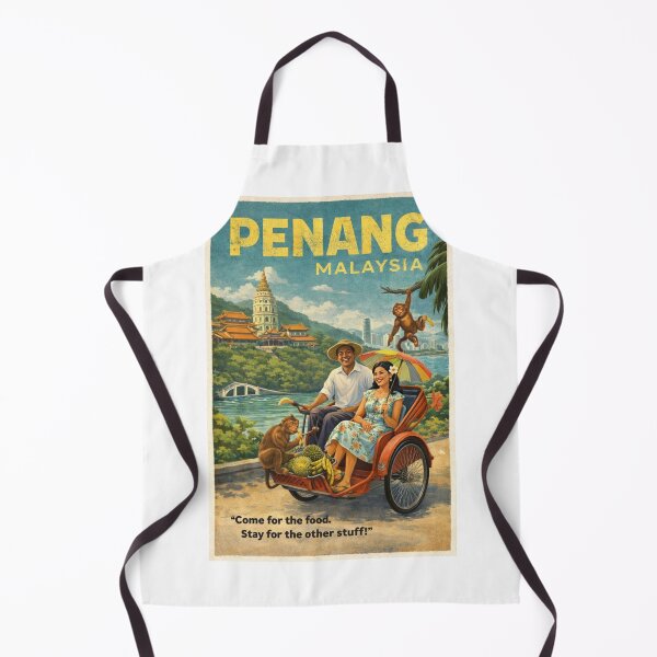 Item preview, Penang Malaysia Vintage Travel Poster with George Town designed and sold by Aryabek.