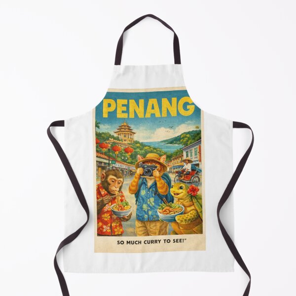 Item preview, Penang Malaysia Retro Poster with George Town Street Food designed and sold by Aryabek.
