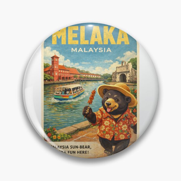 Item preview, Melaka Malaysia Retro with A Famosa and Melaka River designed and sold by Aryabek.