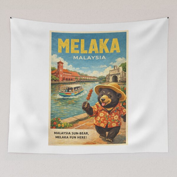 Item preview, Melaka Malaysia Retro with A Famosa and Melaka River designed and sold by Aryabek.
