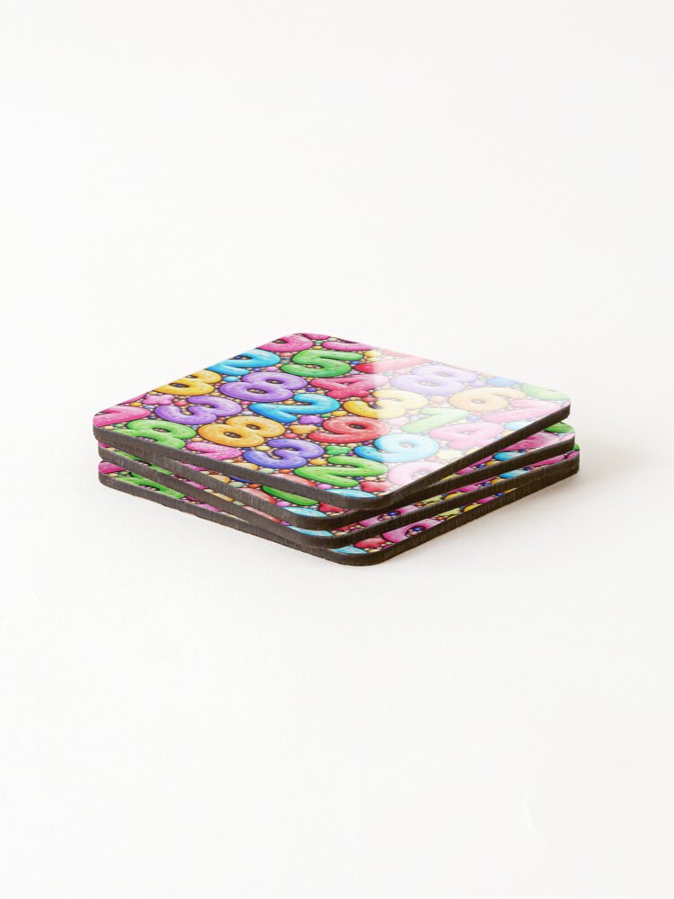 Thumbnail 4 of 5, Coasters (Set of 4), Colorful Numbers Pattern – Fun Math and Numbers Illustration designed and sold by DrizzyV.