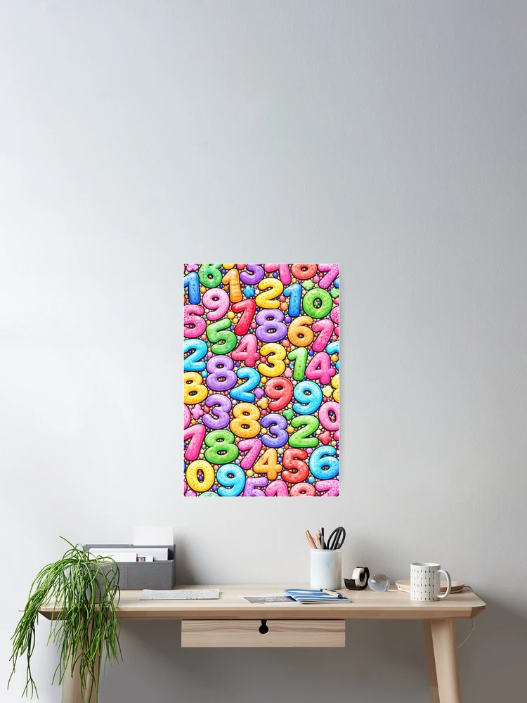 Thumbnail 2 of 3, Poster, Colorful Numbers Pattern – Fun Math and Numbers Illustration designed and sold by DrizzyV.
