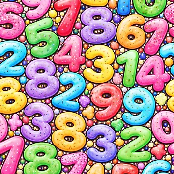 Artwork thumbnail, Colorful Numbers Pattern – Fun Math and Numbers Illustration by DrizzyV
