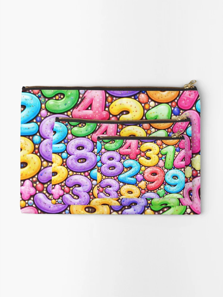 Thumbnail 2 of 4, Zipper Pouch, Colorful Numbers Pattern – Fun Math and Numbers Illustration designed and sold by DrizzyV.