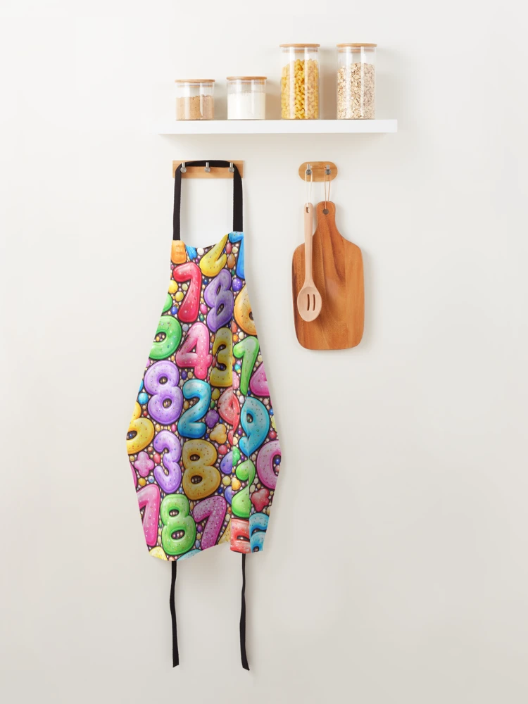 Thumbnail 4 of 6, Apron, Colorful Numbers Pattern – Fun Math and Numbers Illustration designed and sold by DrizzyV.