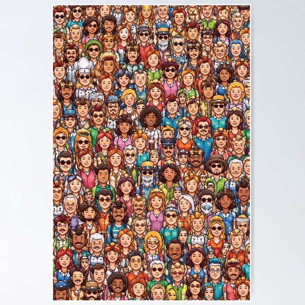Item preview, Crowd of People Pattern – Busy Crowd Illustration designed and sold by DrizzyV.