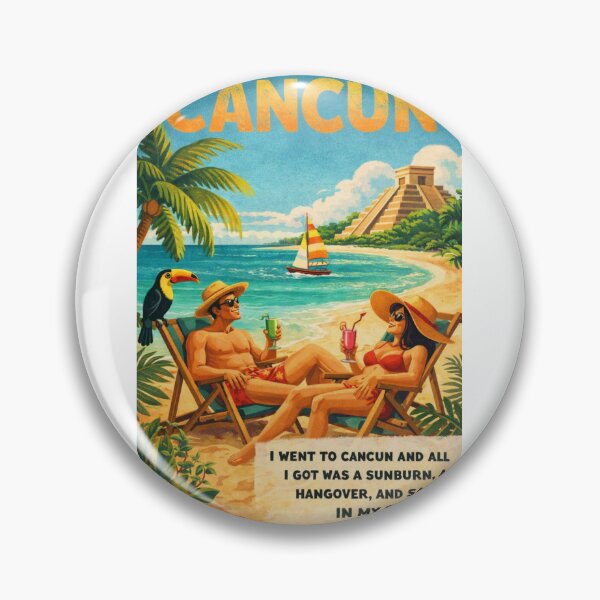 Item preview, Cancun Mexico Beach Scene with Chichen Itza Pyramid and Humorous Vacation Quote designed and sold by Aryabek.