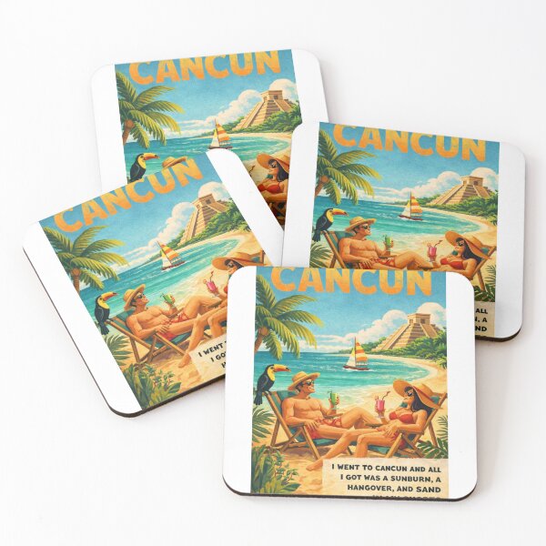 Item preview, Cancun Mexico Beach Scene with Chichen Itza Pyramid and Humorous Vacation Quote designed and sold by Aryabek.