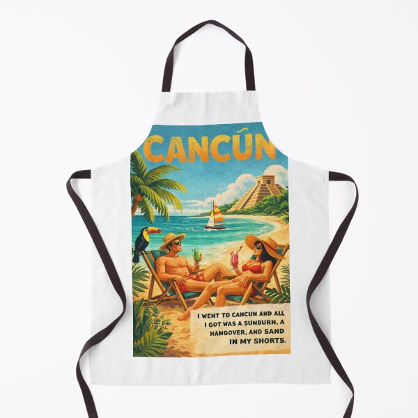 Item preview, Cancun Mexico Beach Scene with Chichen Itza Pyramid and Humorous Vacation Quote designed and sold by Aryabek.