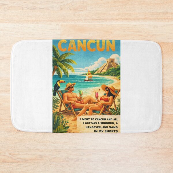 Item preview, Cancun Mexico Beach Scene with Chichen Itza Pyramid and Humorous Vacation Quote designed and sold by Aryabek.