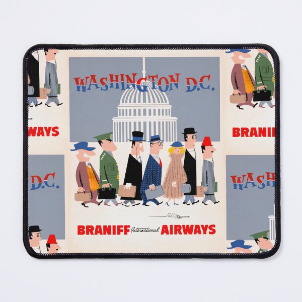 Item preview, Vintage Braniff Airways Poster | Washington D.C. Mid-Century Travel Art | Retro Airline Decor | 1950s-60s Illustration Print designed and sold by artofuniverse.