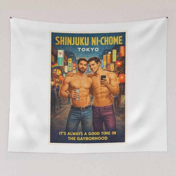 Item preview, Shinjuku Ni-chome Tokyo Nightlife with Neon Signs and Pride Spirit designed and sold by Aryabek.