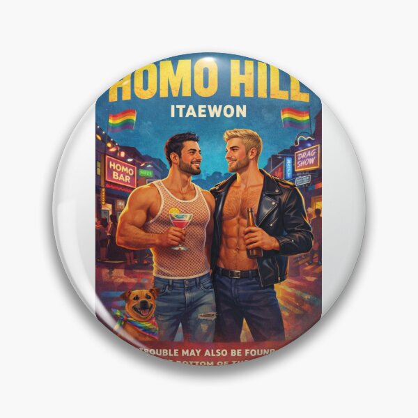 Item preview, Homo Hill Itaewon Seoul Nightlife with Rainbow Flags and Bar District designed and sold by Aryabek.