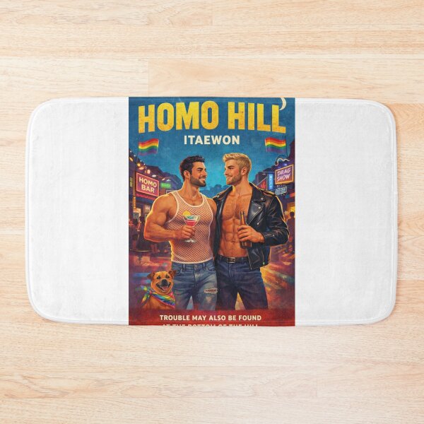 Item preview, Homo Hill Itaewon Seoul Nightlife with Rainbow Flags and Bar District designed and sold by Aryabek.