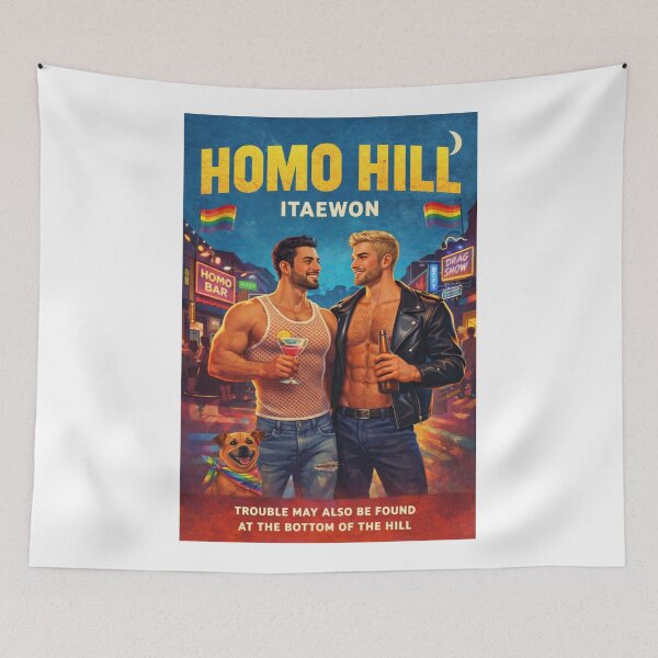 Item preview, Homo Hill Itaewon Seoul Nightlife with Rainbow Flags and Bar District designed and sold by Aryabek.