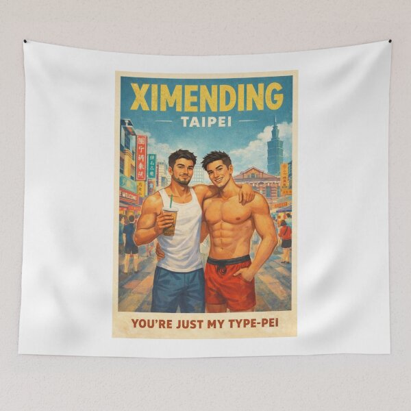 Item preview, Gay Ximending Taipei District with Taipei 101 Skyline designed and sold by Aryabek.