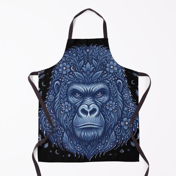 Item preview, Indigo Silverback Gorilla - Mystical Botanical Power Portrait designed and sold by PawsyVibe.