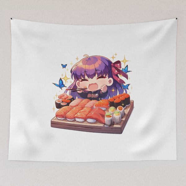 Item preview, Sakura Matou Fate Stay Night Chibi Sushi Butterfly Sparkles designed and sold by Spraykart.