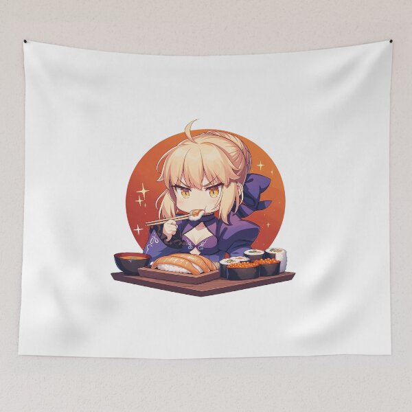 Item preview, Saber Alter Fate Stay Night Serious Chibi Sushi Mood designed and sold by Spraykart.