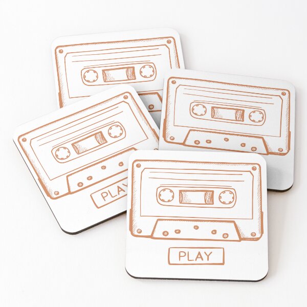 Item preview, Hand-drawn retro cassette tape sketch with a play button icon, evoking vintage audio and analog music nostalgia. Ideal for mixtape culture, creative posters designed and sold by Dejbar.