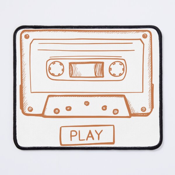 Item preview, Hand-drawn retro cassette tape sketch with a play button icon, evoking vintage audio and analog music nostalgia. Ideal for mixtape culture, creative posters designed and sold by Dejbar.