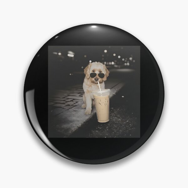 Item preview, Funny Goldendoodle Drinking Iced Coffee designed and sold by snippetofevelyn.
