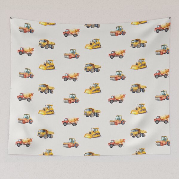 Item preview, Construction Trucks - Watercolor Repeating Pattern designed and sold by Whistle-and-Co.