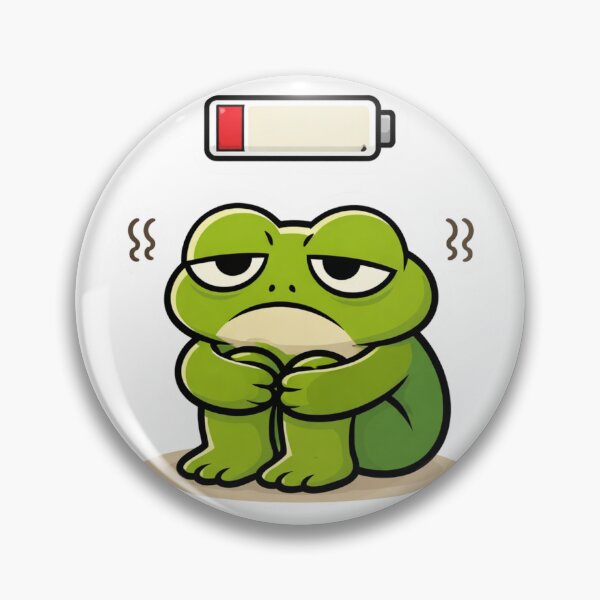 Item preview, Relatable Frog Sticker – Minimal Frog With a Dead Battery Aesthetic Cute Animal Laptop Sticker designed and sold by DownloSpace.