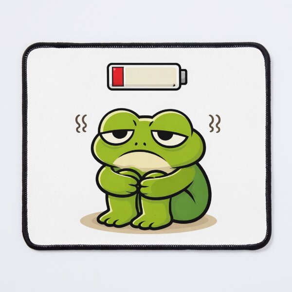 Item preview, Relatable Frog Sticker – Minimal Frog With a Dead Battery Aesthetic Cute Animal Laptop Sticker designed and sold by DownloSpace.