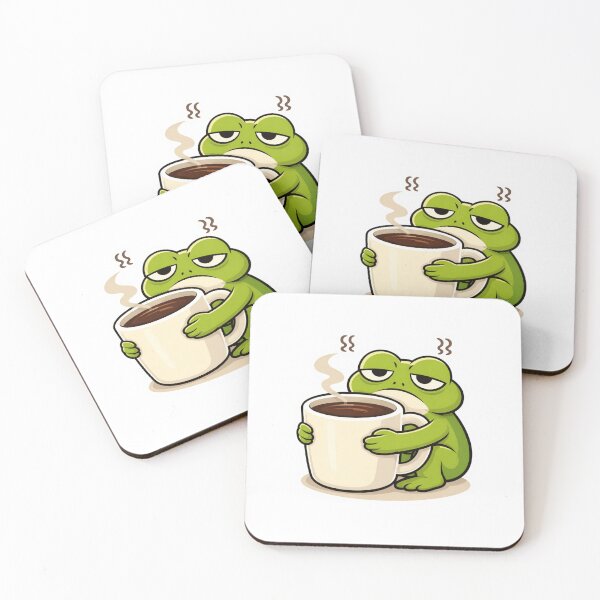 Item preview, Relatable Frog Sticker – Minimal Frog Coffee Addict Aesthetic Cute Animal Laptop Sticker designed and sold by DownloSpace.
