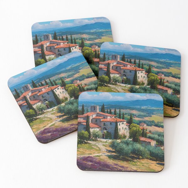 Item preview, Tuscan Farmhouse on Hillside with Vineyards and Olive Trees designed and sold by daila70.